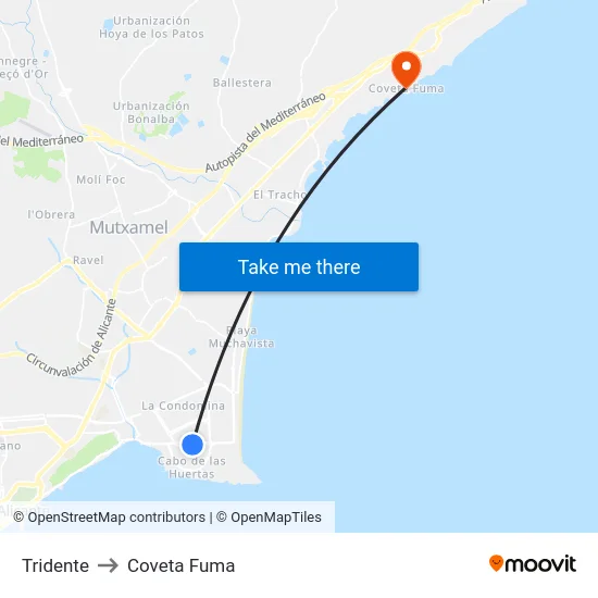 Tridente to Coveta Fuma map