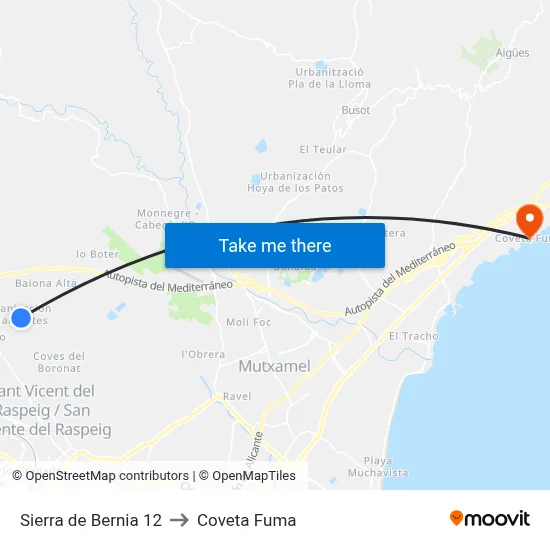 Sierra de Bernia 12 to Coveta Fuma map