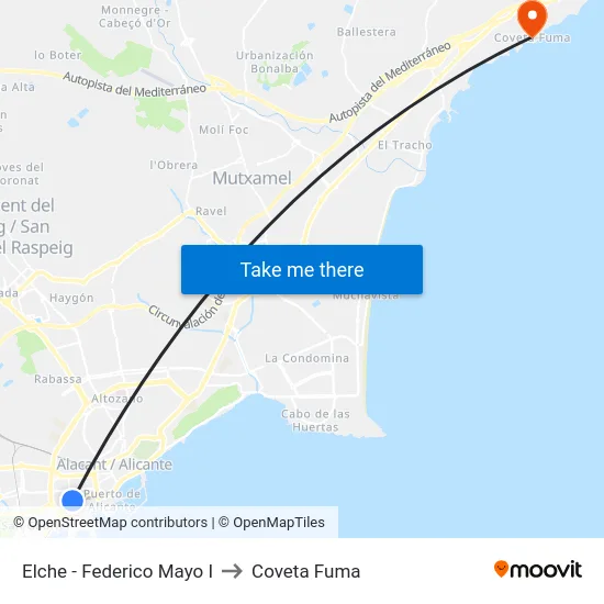 Elche - Federico Mayo I to Coveta Fuma map