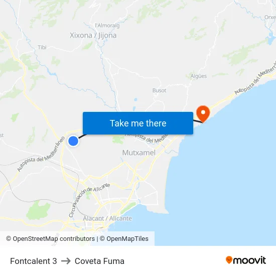 Fontcalent 3 to Coveta Fuma map