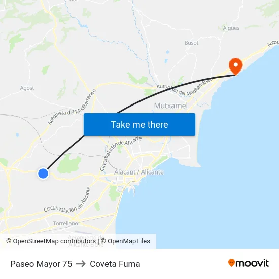 Paseo Mayor 75 to Coveta Fuma map