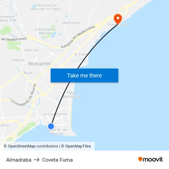 Almadraba to Coveta Fuma map