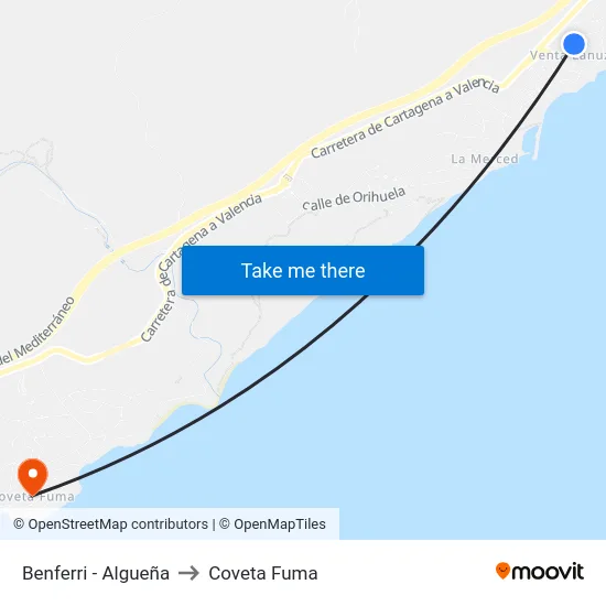 Benferri - Algueña to Coveta Fuma map