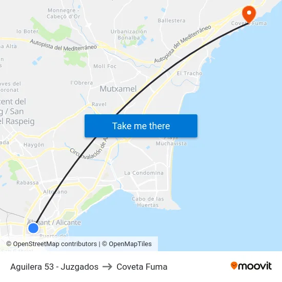 Aguilera 53 - Juzgados to Coveta Fuma map