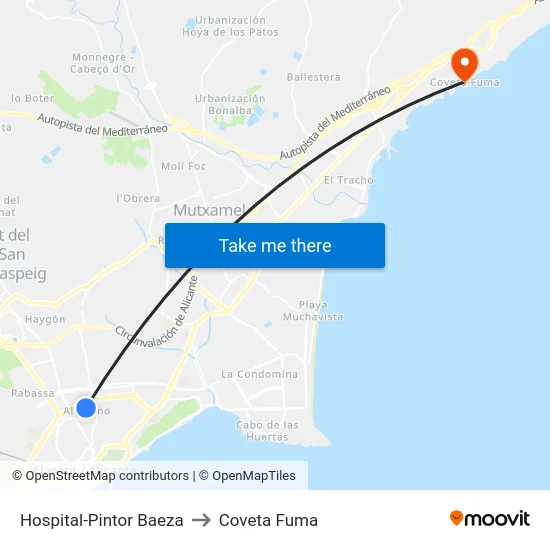 Hospital-Pintor Baeza to Coveta Fuma map