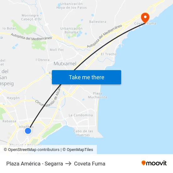 Plaza América - Segarra to Coveta Fuma map
