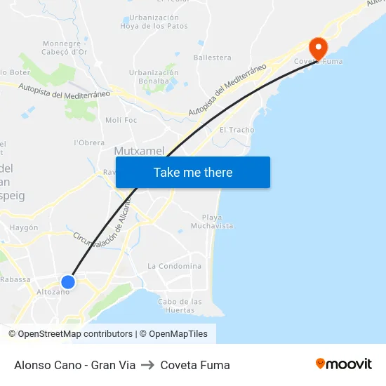 Alonso Cano - Gran Via to Coveta Fuma map