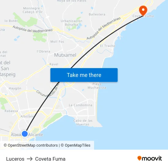 Luceros to Coveta Fuma map