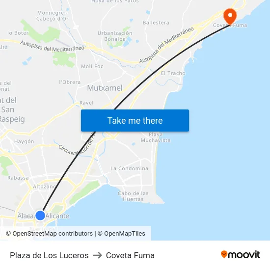 Plaza de Los Luceros to Coveta Fuma map