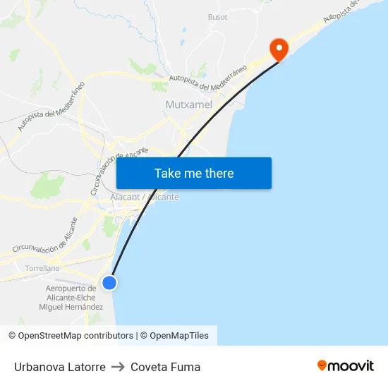 Urbanova Latorre to Coveta Fuma map