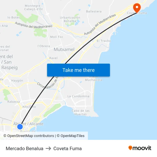 Mercado Benalua to Coveta Fuma map