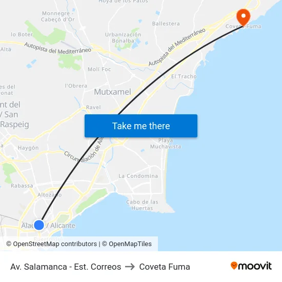 Av. Salamanca - Est. Correos to Coveta Fuma map