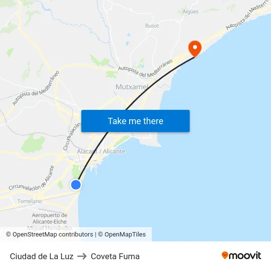 Ciudad de La Luz to Coveta Fuma map