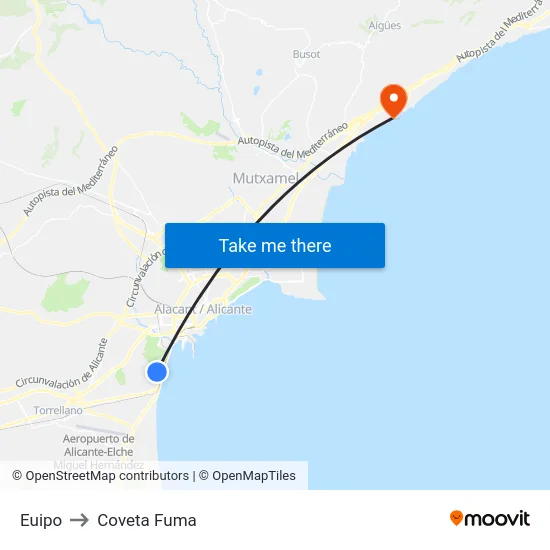 Euipo to Coveta Fuma map