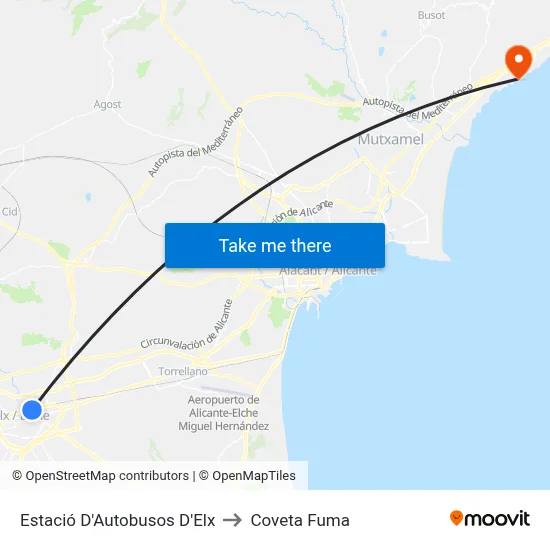 Estació D'Autobusos D'Elx to Coveta Fuma map