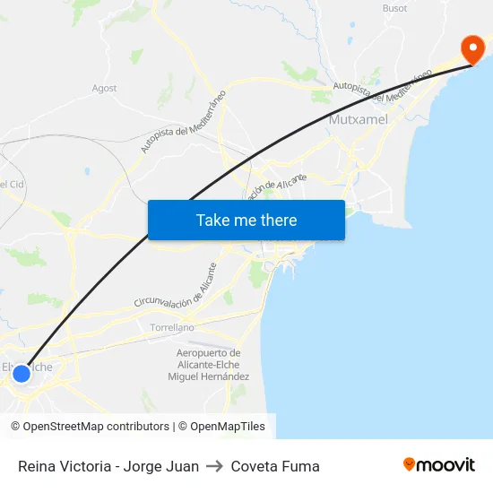 Reina Victoria - Jorge Juan to Coveta Fuma map