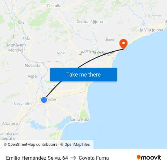 Emilio Hernández Selva, 64 to Coveta Fuma map