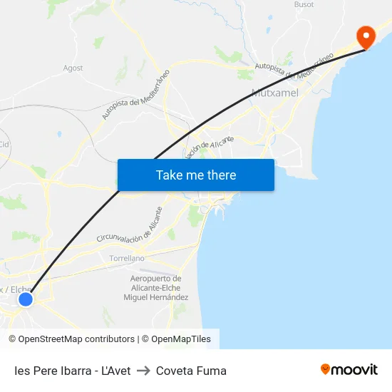 Ies Pere Ibarra - L'Avet to Coveta Fuma map