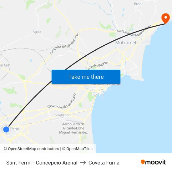 Sant Fermí - Concepció Arenal to Coveta Fuma map
