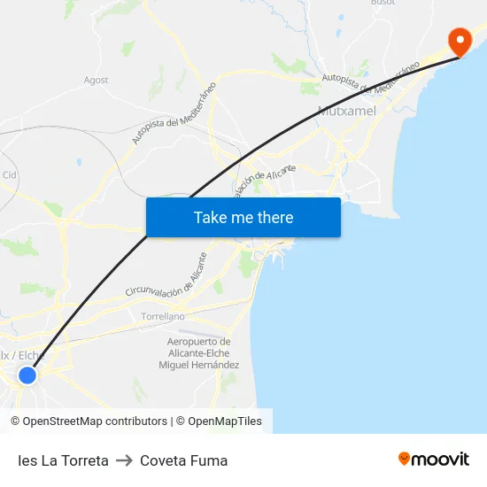 Ies La Torreta to Coveta Fuma map
