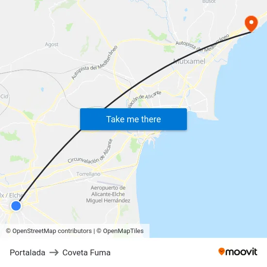 Portalada to Coveta Fuma map