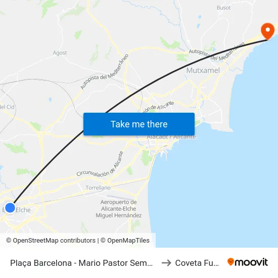 Plaça Barcelona - Mario Pastor Sempere to Coveta Fuma map