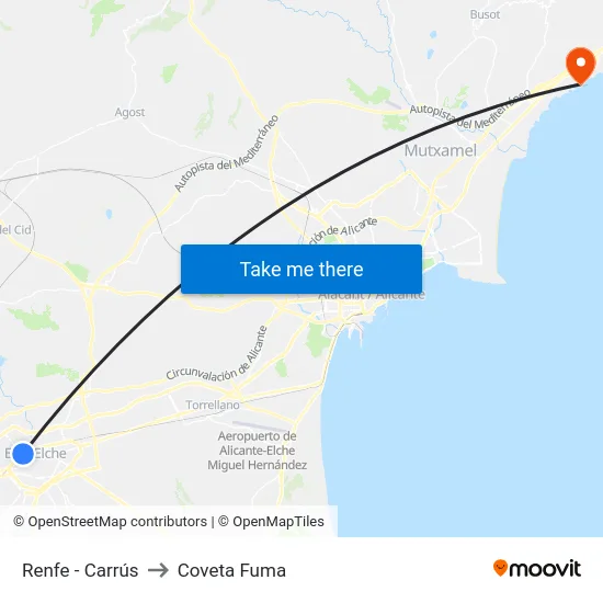 Renfe - Carrús to Coveta Fuma map