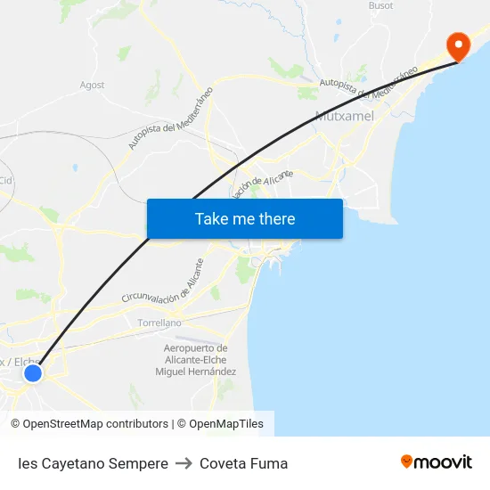 Ies Cayetano Sempere to Coveta Fuma map