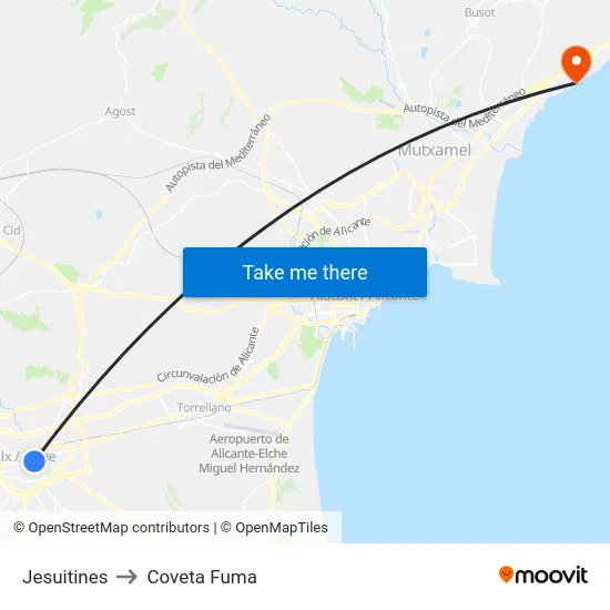 Jesuitines to Coveta Fuma map