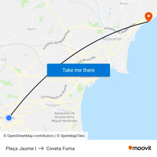 Plaça Jaume I to Coveta Fuma map