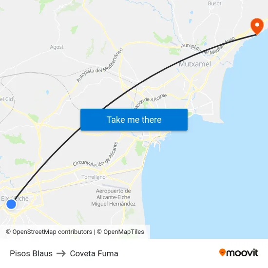 Pisos Blaus to Coveta Fuma map