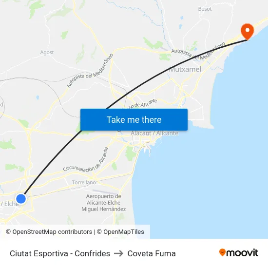 Ciutat Esportiva - Confrides to Coveta Fuma map