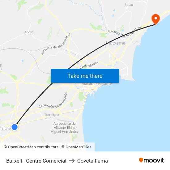 Barxell - Centre Comercial to Coveta Fuma map