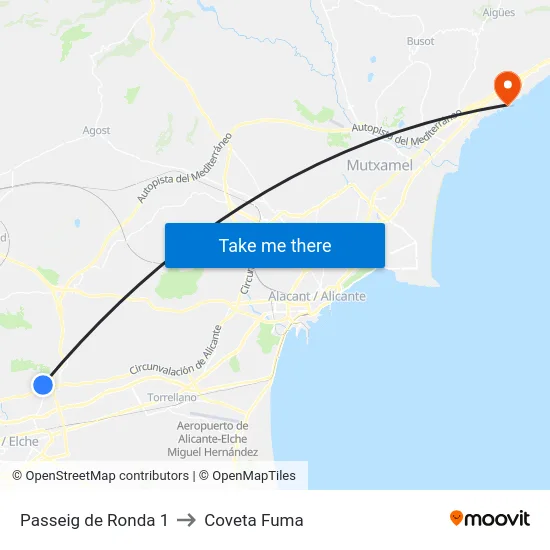 Passeig de Ronda 1 to Coveta Fuma map