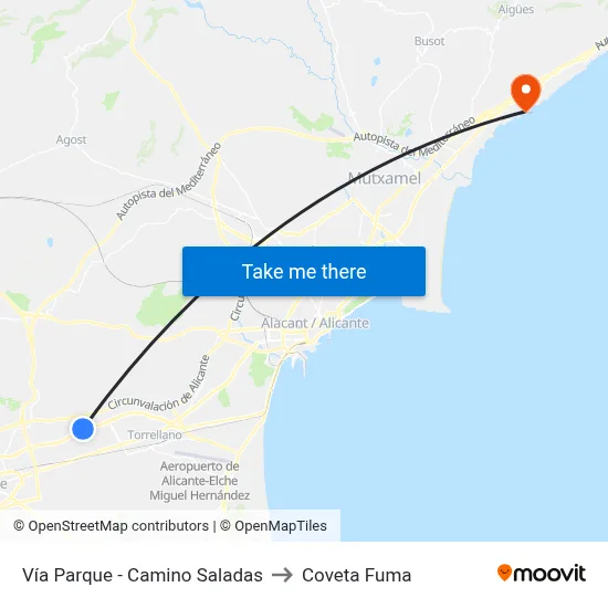 Vía Parque - Camino Saladas to Coveta Fuma map
