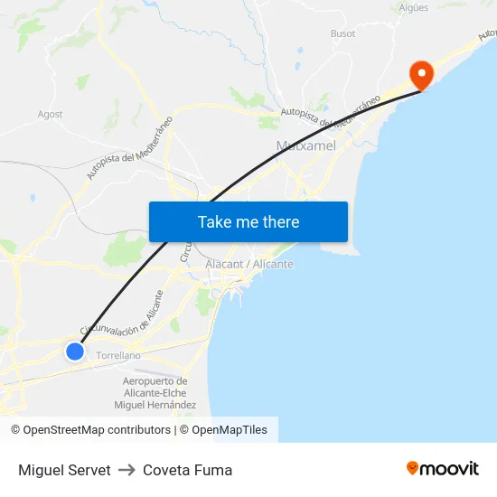 Miguel Servet to Coveta Fuma map
