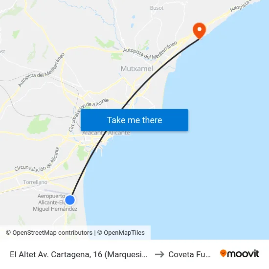 El Altet Av. Cartagena, 16 (Marquesina) to Coveta Fuma map