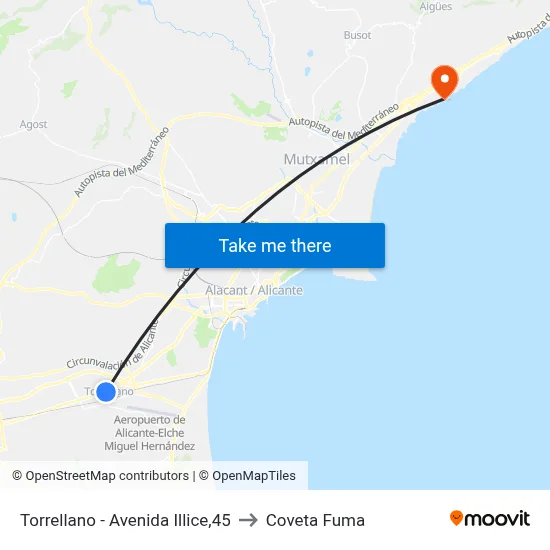Torrellano - Avenida Illice,45 to Coveta Fuma map