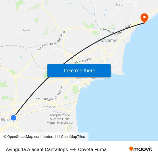 Avinguda Alacant Cantallops to Coveta Fuma map