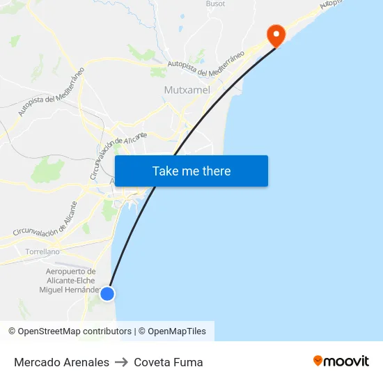 Mercado Arenales to Coveta Fuma map