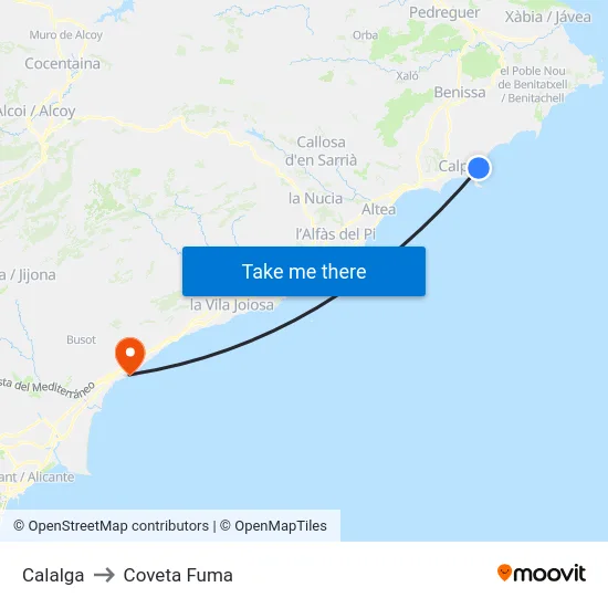 Calalga to Coveta Fuma map
