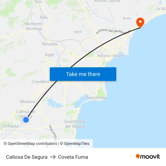 Callosa De Segura to Coveta Fuma map
