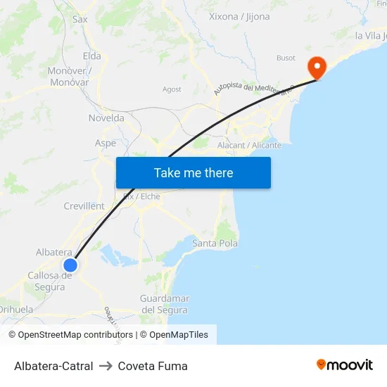 Albatera-Catral to Coveta Fuma map