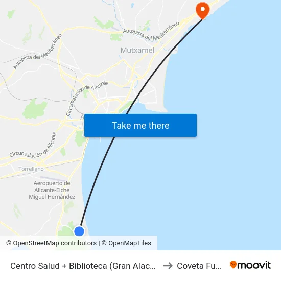 Centro Salud + Biblioteca (Gran Alacant) to Coveta Fuma map