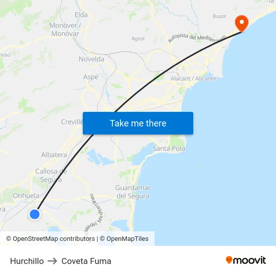 Hurchillo to Coveta Fuma map