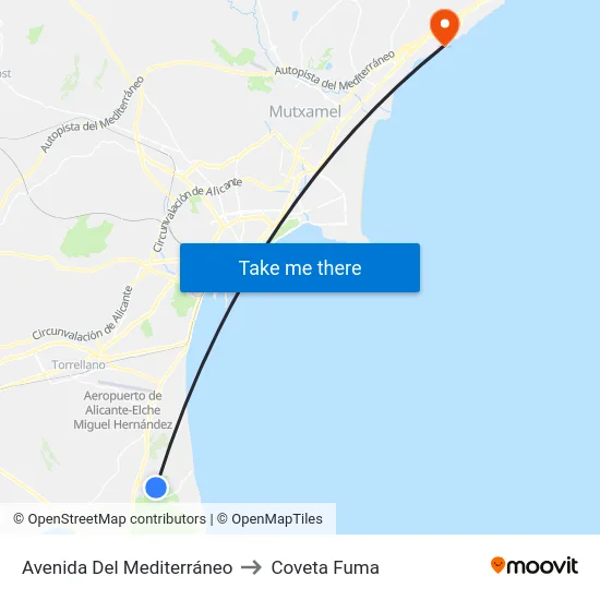 Avenida Del Mediterráneo to Coveta Fuma map