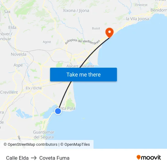 Calle Elda to Coveta Fuma map