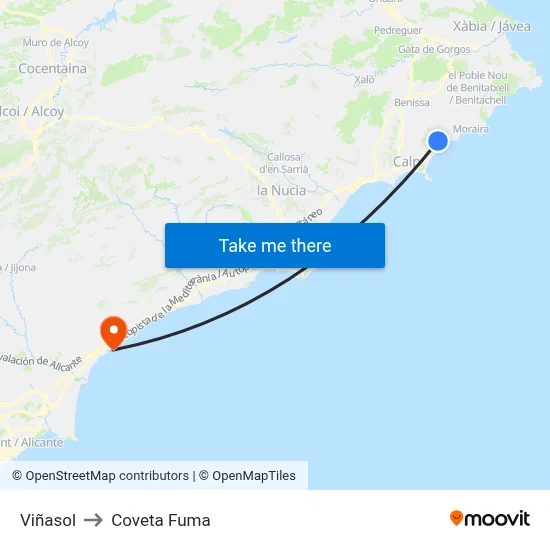 Viñasol to Coveta Fuma map
