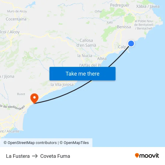 La Fustera to Coveta Fuma map