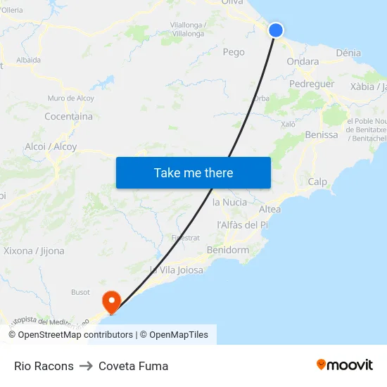 Rio Racons to Coveta Fuma map